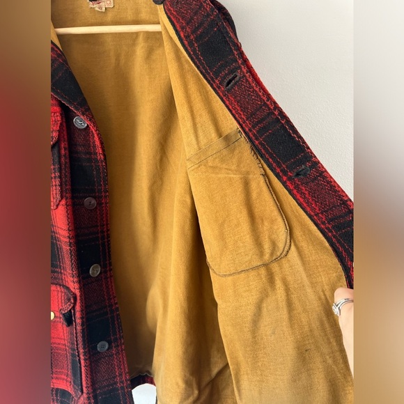 Sportwear Vintage 1940s Red Plaid Wool Button Front Hunting Jacket Size 44 - Picture 5 of 15